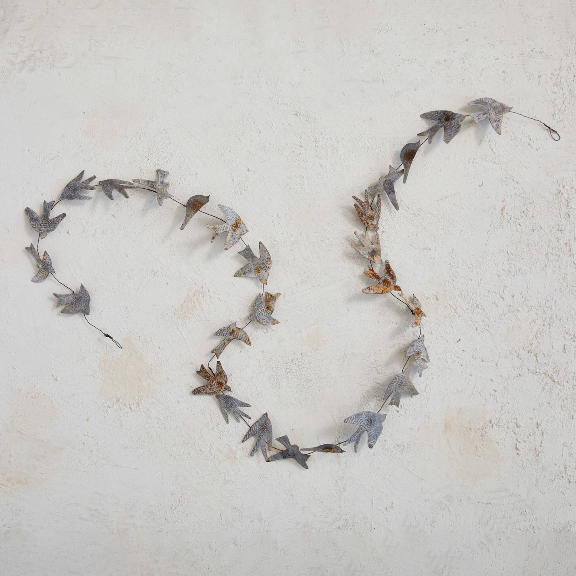 Hello Honey® 6ft. Distressed Zinc Finish Metal & Wire Bird Garland